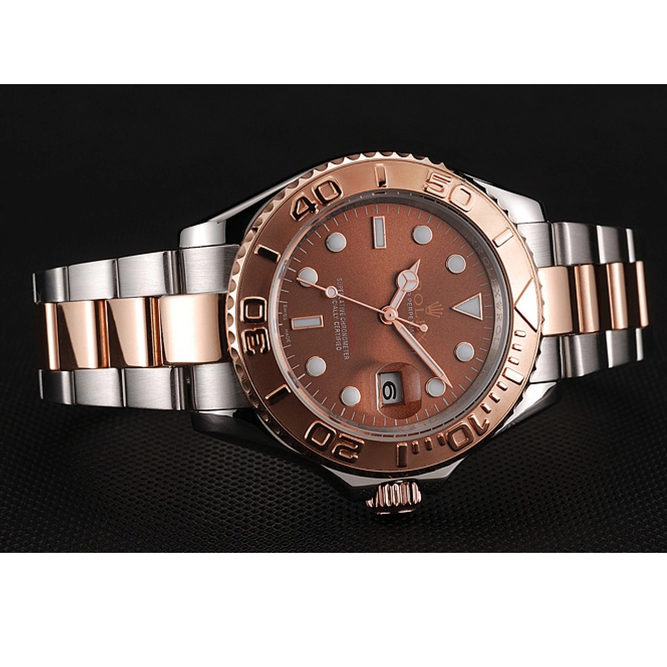 Aaa replica watch Bracelet Master Two Tone Rose Gold Steel Rolex Dial 1453864 Yacht Stainless 0716